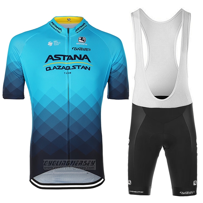 2023 Cycling Jersey Astana Blue Black Short Sleeve and Bib Short